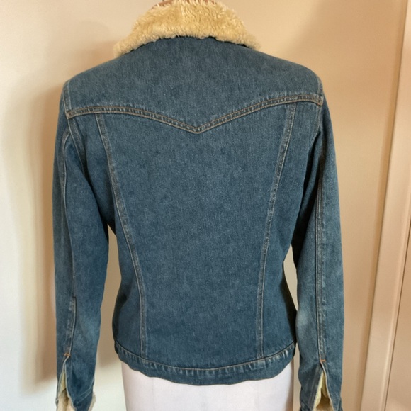 Vintage Roxy Sherpa Lined Denim Jacket Y2K Blue Jean Trucker Coat 100% Cotton - Picture 5 of 8